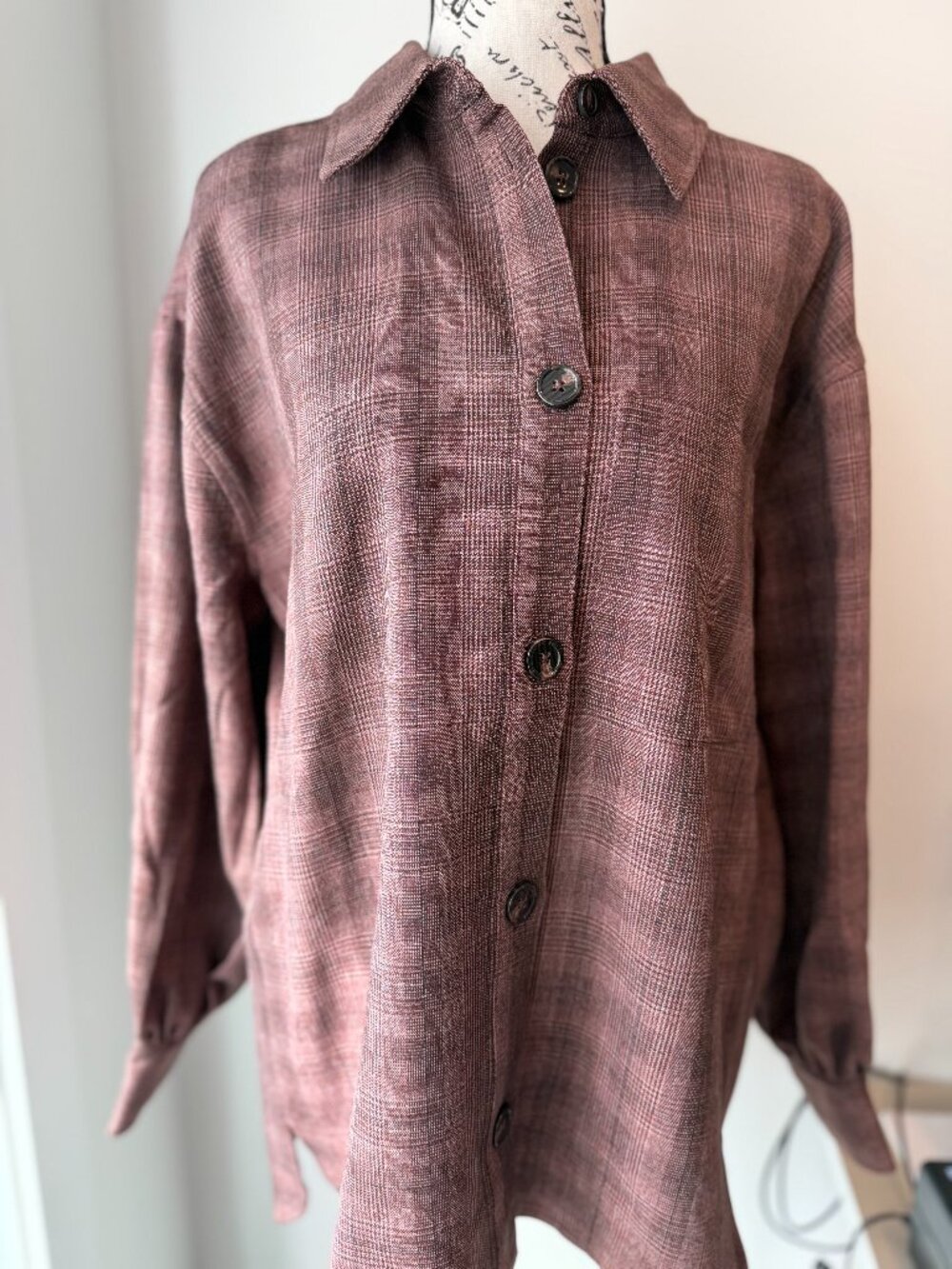 Soaked Burgundy Checkered Long-sleeve Overshirt